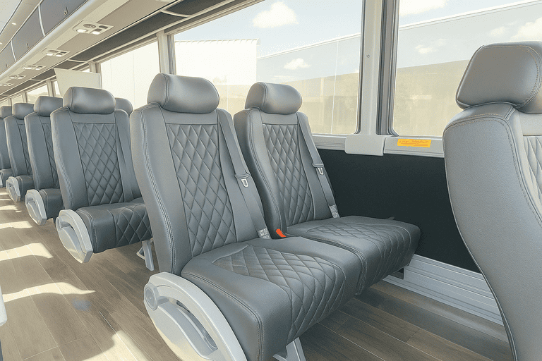 interior of Brentwood Coach Bus Service charter bus