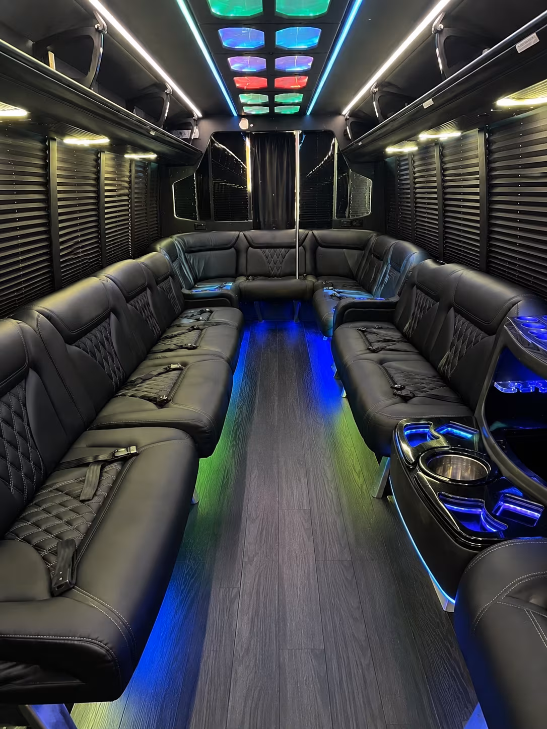 brentwood 20 passenger party bus interior