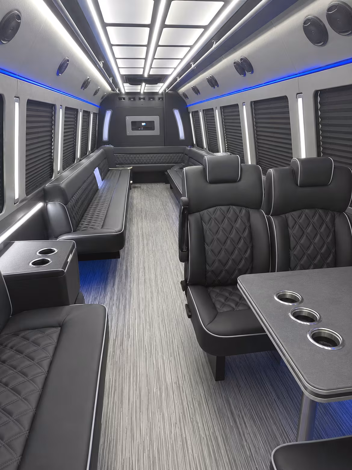 brentwood 25 passenger party bus inside