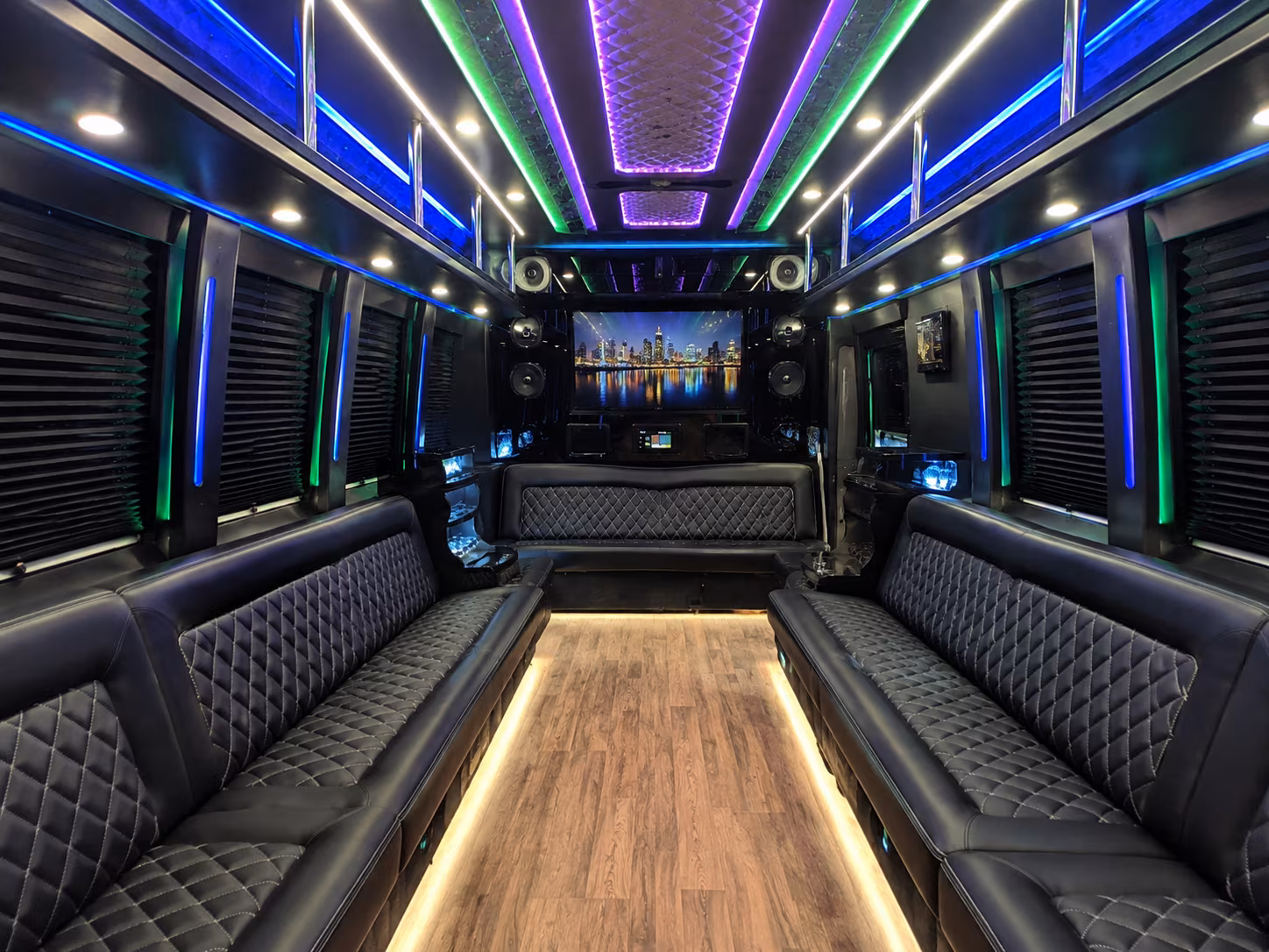 brentwood 25 passenger party bus interior