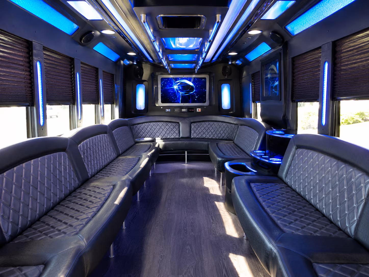 brentwood 28 passenger party bus inside