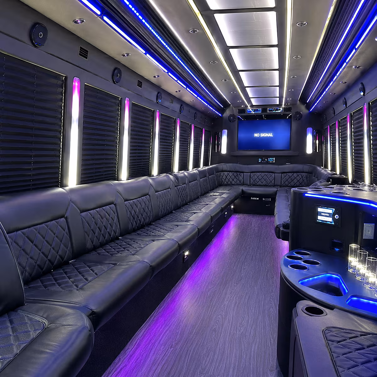 brentwood 30 passenger party bus inside
