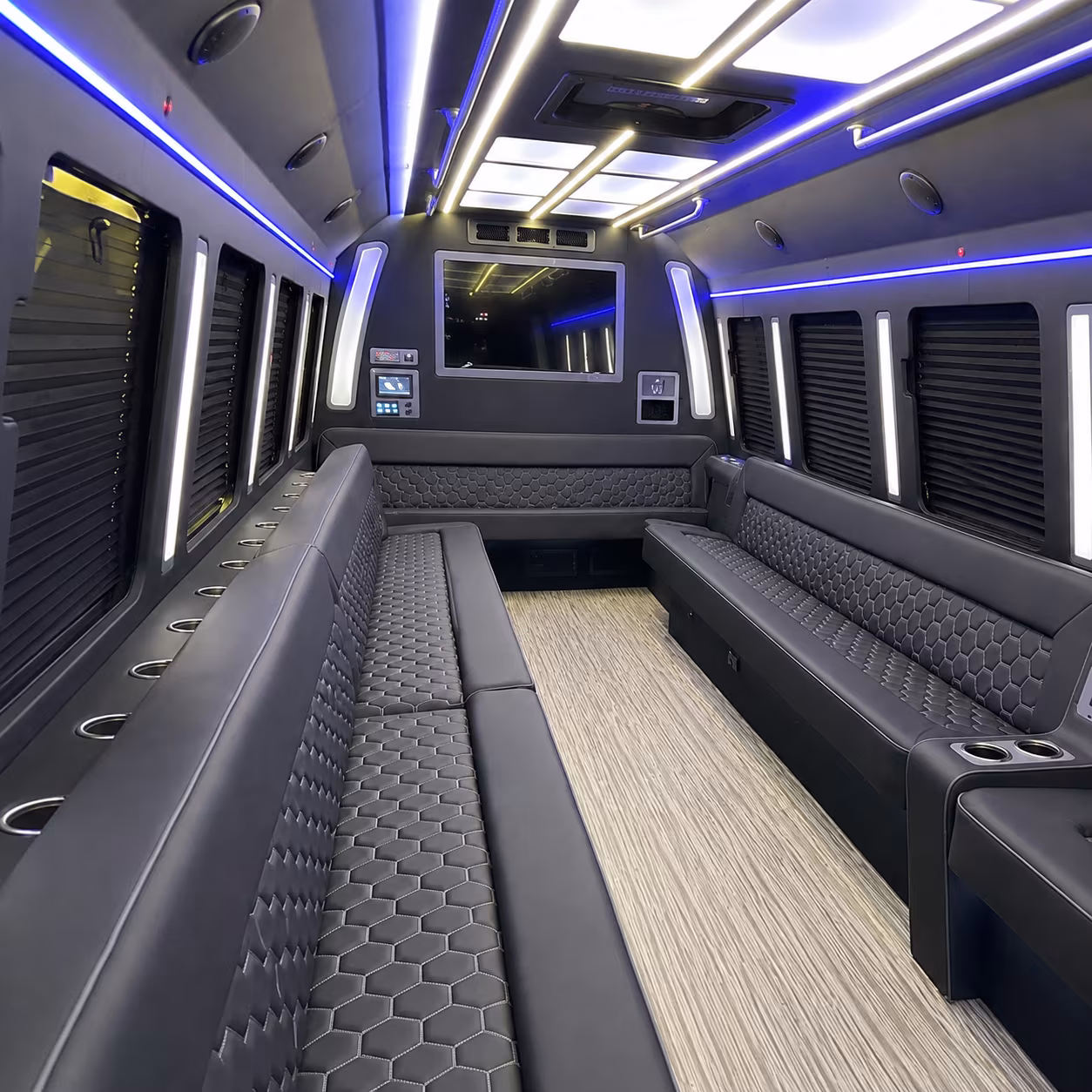 brentwood 40 passenger party bus inside