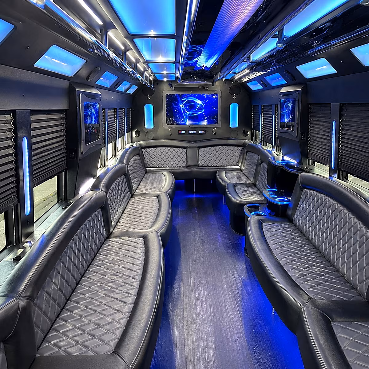 brentwood 50 passenger party bus interior